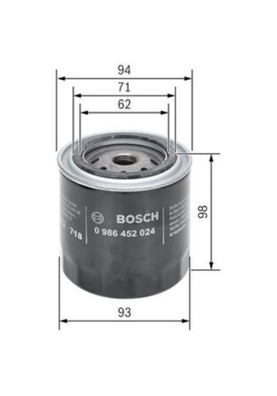 Bosch 0986452024 Yağ Filtresi Nissan Bluebird 2.0 D 58hp 04 84 01 88 15208-9c600