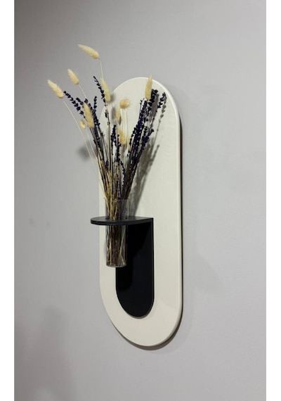 Gardenya Ahşap Pilli Ledli İskandinav Tarzı Salon Duvar Rafı Modern Çiçeklik 27 X 65 Cm Paris Grisi - Antrasit