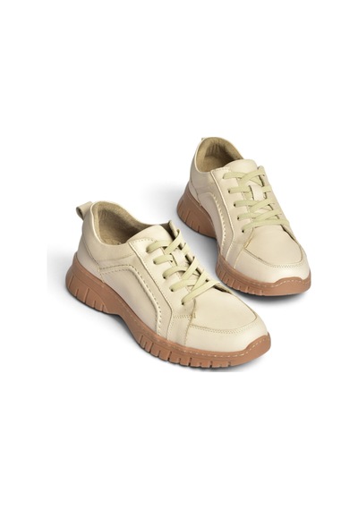 Fox Shoes Z555562003 Vizon Hakiki Deri Kadın Spor Ayakkabı