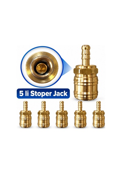 5 Adet - 1/2 İç Ve Dış Dişli Sarı Stoper Jack