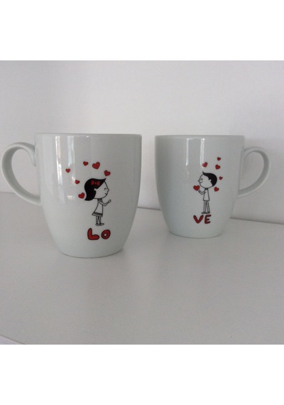 Love Porselen Kupa Sevgiliye Hediye Çok Renkli