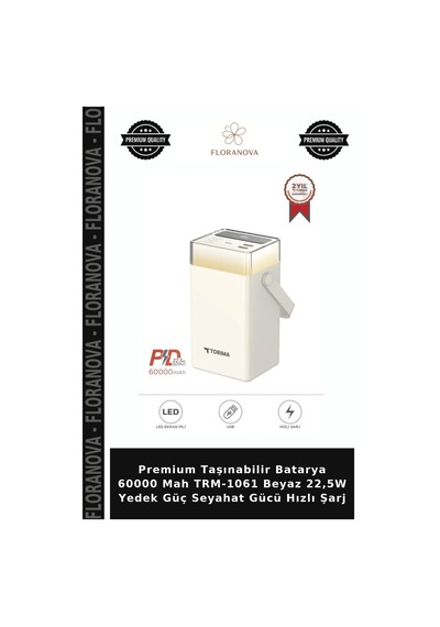 Premium Taşınabilir Batarya 60000 Mah Trm-1061 Beyaz 22,5w Yedek Güç Seyahat Gücü Hızlı Şarj Çok Renkli
