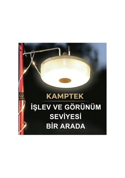 Kamptek Şarj Edilebilir Kamp Lambası - 10 Metre Peri Led Işıklı, 2000mah, 8 Modlu Taşınabilir Kamp Aydınlatması Beyaz