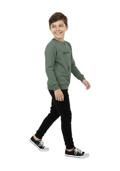 Baglan Erkek Çocuk Önü Baskılı Sweatshirt Bgl-st05245 Açık Yeşil