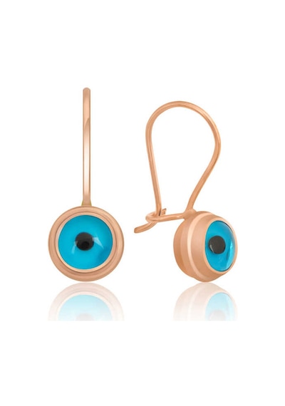 Gümüş Göz Sallantılı Rose Nazar Küpe 14 MM-Gümüş