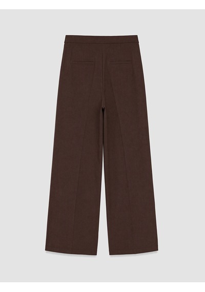 Lcwaıkıkı Classic Kahverengi Beli Bağcıklı Pileli Kadın Kumaş Pantolon