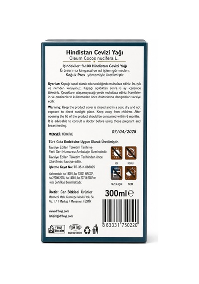 Hindistan Cevizi Yağı Soğuk Sıkım 100 Ml 100 ML