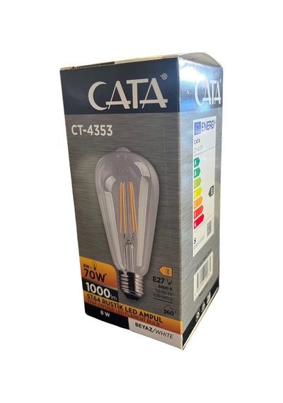 Ct-4353 St64 Rustik Led Ampul 8w Beyaz Işık - 5 Li Paket-kalın Duy Montaj Yeri-e27 Tip