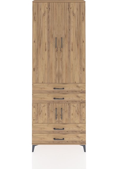 Arges Dolap 5 Raflı 4 Çekmeceli 4 Kapaklı 88x30x243 Çam-çam Çam