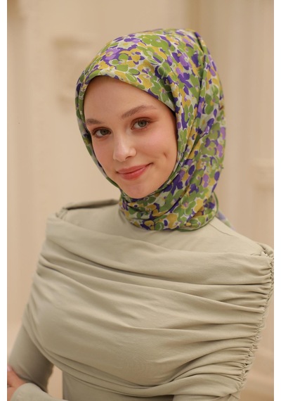 Silk Home Soft Eşarp 73081-32 Taş, Mor, Yeşil, Asit, Su Yeşili