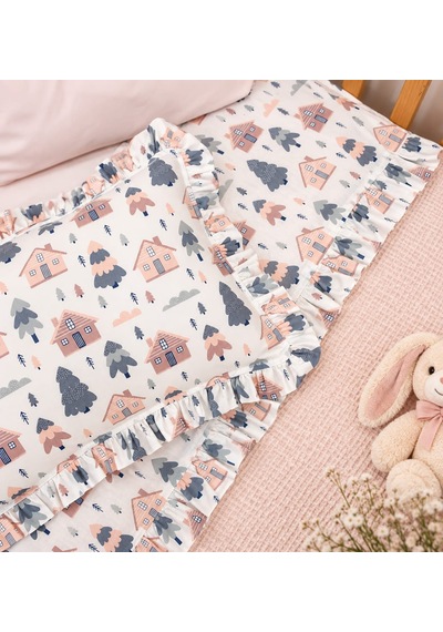 Sallhome Baby Textile Pudra Masal Evleri Bebek Pike Takımı 4 Parça 90x120 CM