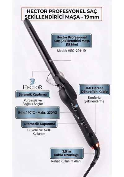 Hector Profesyonel Saç Şekillendirici Maşa 19 Mm