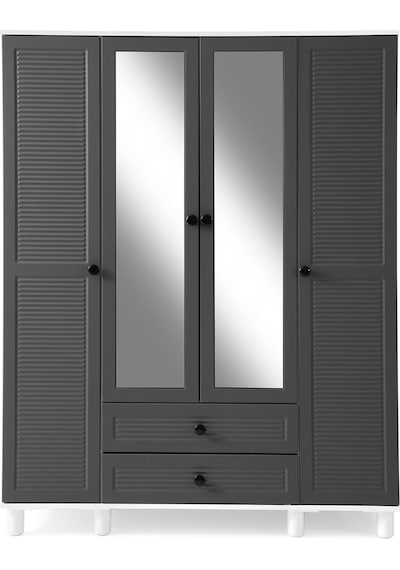 Finike Mdf 4 Kapılı Dolap - Antrasit