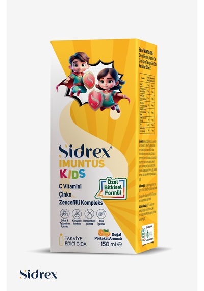 Imuntus Kids Portakal Aromalı C Vitamini, Çinko Ve Zencefilli Komplex İçeren Gıda Takviyesi 150ml