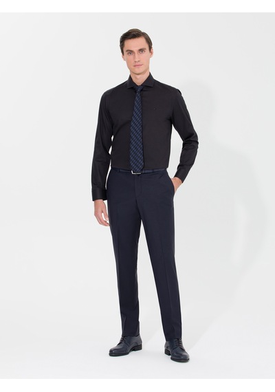 Cacharel Siyah Slim Fit %100 Pamuk İtalyan Basic Gömlek