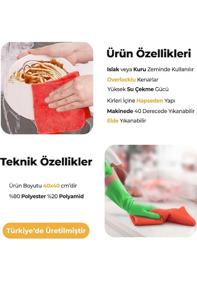 Mulpex Mikrofiber Genel Temizlik Bezi Kırmızı 40x40 Cm. - 400 Adet