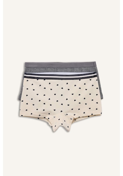 Defacto Kalp Desenli Penye 2li Boxer Kız Çocuk G8509a826spbg350 Bej-bg350