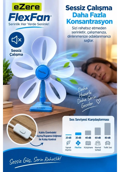Ezere Flexfan Klipsli Elektirikli Vantilatör Ev Ofis Mini Fan- 5775