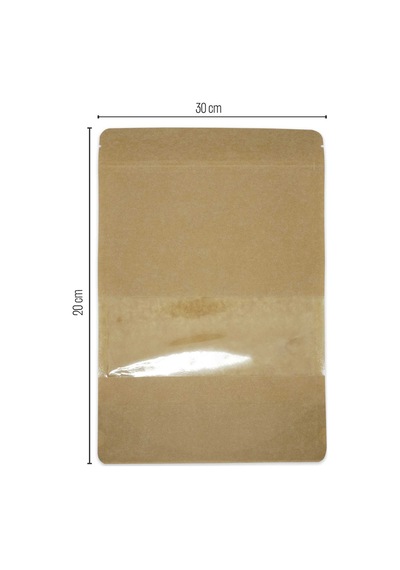 20X30X10 Kraft Pencereli Kilitli Doypack 50 Adet