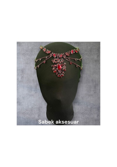 Lunaria- Taşlı Alınlık Gelin Kına Nişan Bordo - 726456227 Bordo