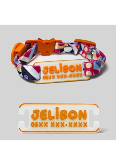 Etnik Desenli, Sallanmayan, İsimlikli, Telefon Numarası Yazılı, Kedi Boyun Tasması Safety Click