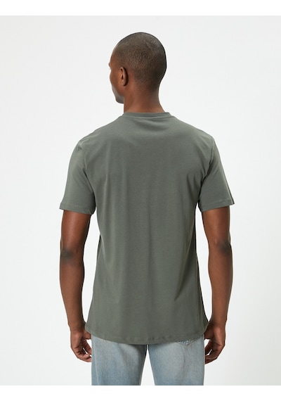 Koton Basic Tişört Slim Fit Kısa Kollu Bisiklet Yaka Haki 5wam10041hk Haki