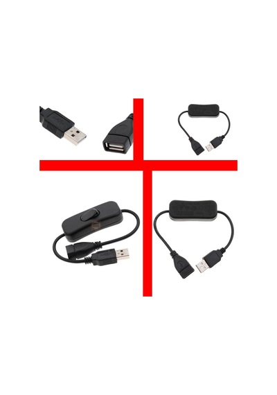 On/off Anahtarlı Usb Uzatma Kablosu Anahtarı Güç Kontrolü Led Için Geçiş- Dişi-erkek