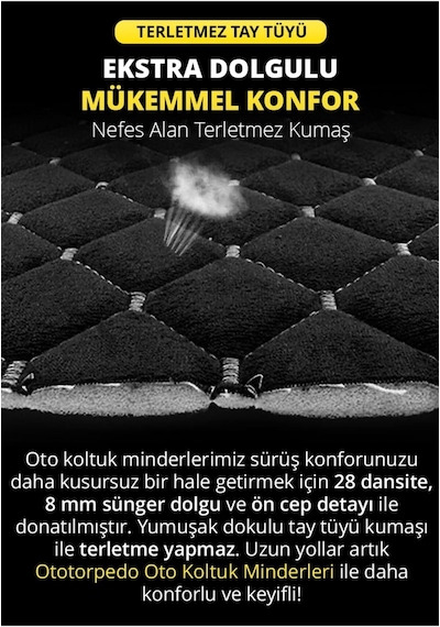 Tay Tüyü Cepli & Terletmez Oto Koltuk Minder Seti - Koltuk Koruma Kılıfı 3'lü Set Bej