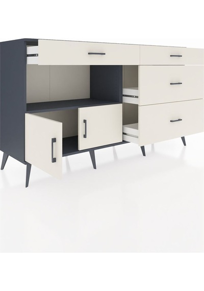 Hyperion Konsol Tek Raflı 4 Çekmeceli 2 Kapaklı 176x44x99 Antrasi Antrasit-aytaşı Hyperion Konsol Tek Raflı 4 Çekmeceli 2 Kapaklı 176x44x99 Antrasi Antrasit-aytaşı