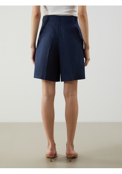 Lcw Vision İndigo Loose Fit %100 Keten Kadın Şort