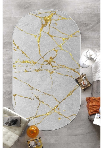 West Home Dijital Baskı Yıkanabilir Kaymaz Taban Oval Mutfak Halısı Salon Halısı Ve Yolluk Wh 549 Grey Oval