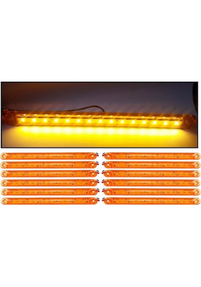 Ahmet Otomotiv 12 Adet Parmak Led Sarı Renk 24cm 15led 12v-24v