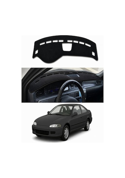 Honda - Civic 1994-2000 Uyumlu Torpido Koruma Kılıfı - Siyah Şeritli