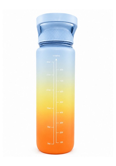 Motivasyon Su Matarası 1100 Ml Zaman Çizelgeli Sızdırmaz Kilitli Taşıma İpli Spor Matara Mavi