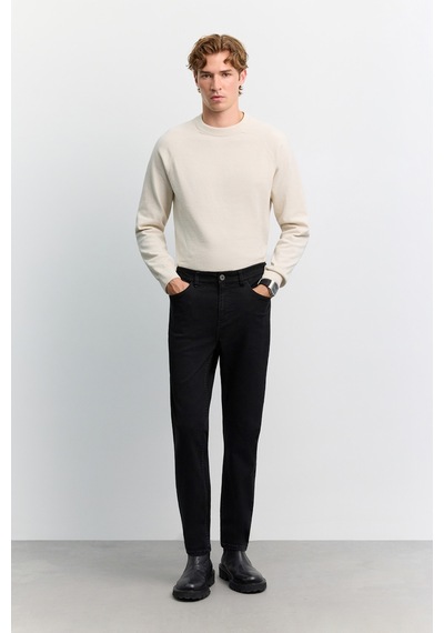Avva Erkek Siyah Eskitme Yıkamalı Pamuklu Elastan Roma Crop Slim Fit Jean Pantolon A62y3525