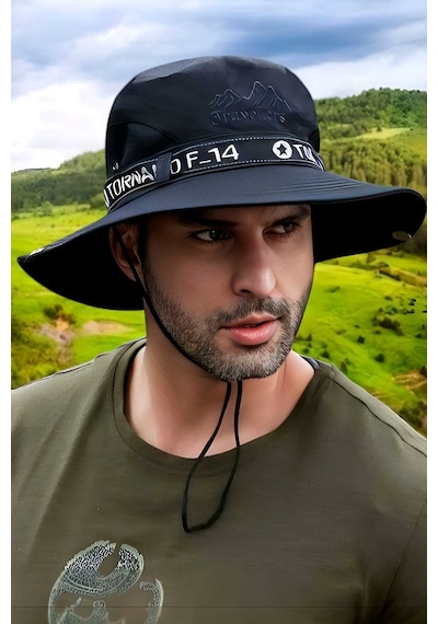 Tezzgelsin Unisex Yazlık Geniş Kenarlı Fileli Katlanabilir Safari Outdoor Plaj Şapkası Siyah