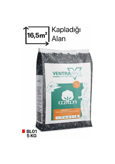 Ipek Sıva - Canlı Sıva - Pamuk Sıva - Yalıtımlı Sıva Siyah Bl01 - 5kg 16,5m²