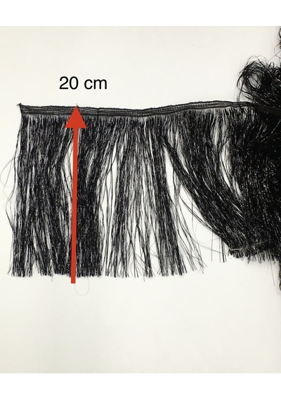 Püskül Saçak Metalik Simli Siyah 20 Cm 1 Metre