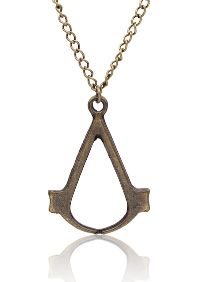 Assassin's Creed Kolye Oyuncu Kolyesi Antik Sarı Renk Klasik Zincirli Antik Sarı