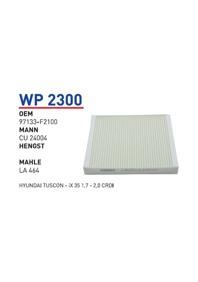 Wp2300 Hyundaı Tuscon İx35 1.7 -2.0 Crdi 97133-f2100 Polen Filtre
