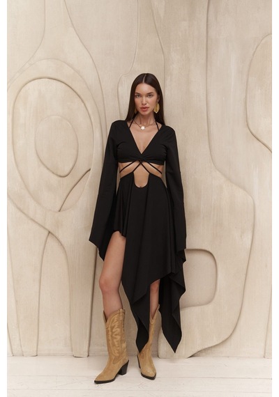 Mai Collection Mai Studios Co. Coachella Siyah Crop Elbise Takım Siyah