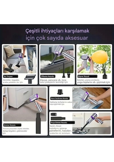 Aee Kablosuz Güçlü Araç Süpürgesi Ve Hava Üfleyici / 20000pa Turbo Vakum Gücü / 3 Kademeli Fırçasız Motor Diğer