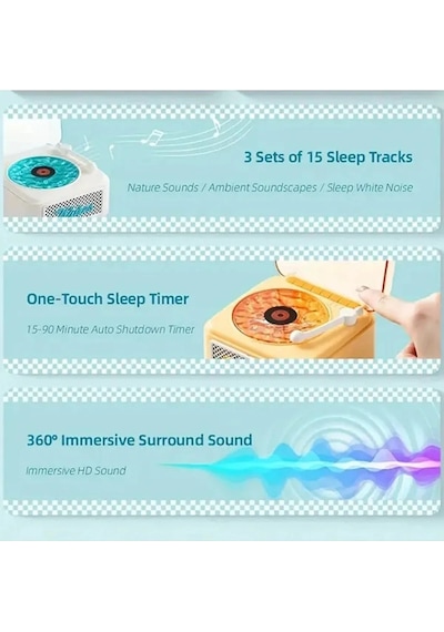 Belirtilmemiş Nostalji Mini Plak Görünümlü Radyolu Bluetooth Hoparlör 3d Ses Dalgası Retro Müzik Plak Beyaz