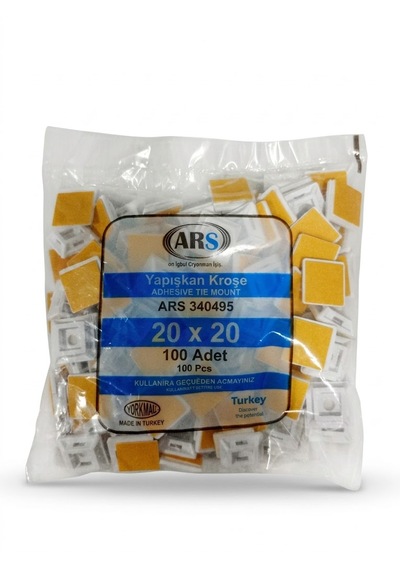 Ars Yapışkan Kroşe 100 Adet 20x20 Kablo Tutucu-düzenleyici