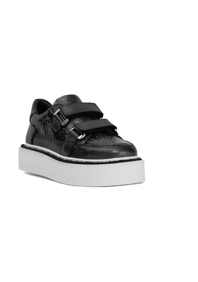 Ayakkabı Fuarı Elit Dk34119 Kadın Hakiki Deri Klasik Sneaker Antrasit