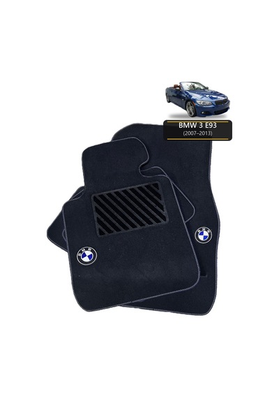 Oto Halı Paspas Seti Bmw 3 E93 2007 2013 Uyumlu Sport Kaymaz & Şık Tasarım - Siyah Logolu