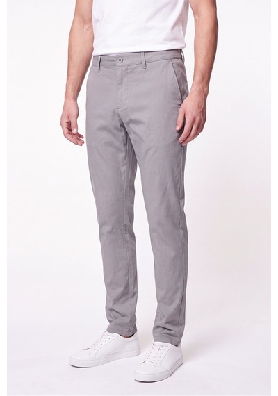 Comfort Fit Beli Lastikli Esnek Keten Gri Pantolon P 1221