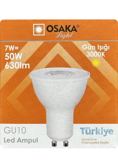 3 Adet Osaka 7w 50w Sarı Işık 3000k Gu10 Duylu Led Spot Ampul
