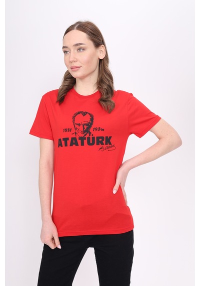 Toontoy Unisex Atatürk Baskılı Tişört Kırmızı