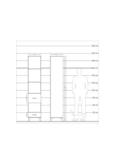 Hyperion Dolap 4 Raflı 2 Çekmeceli 44x44x221 Aytaşı-antrasit Aytaşı